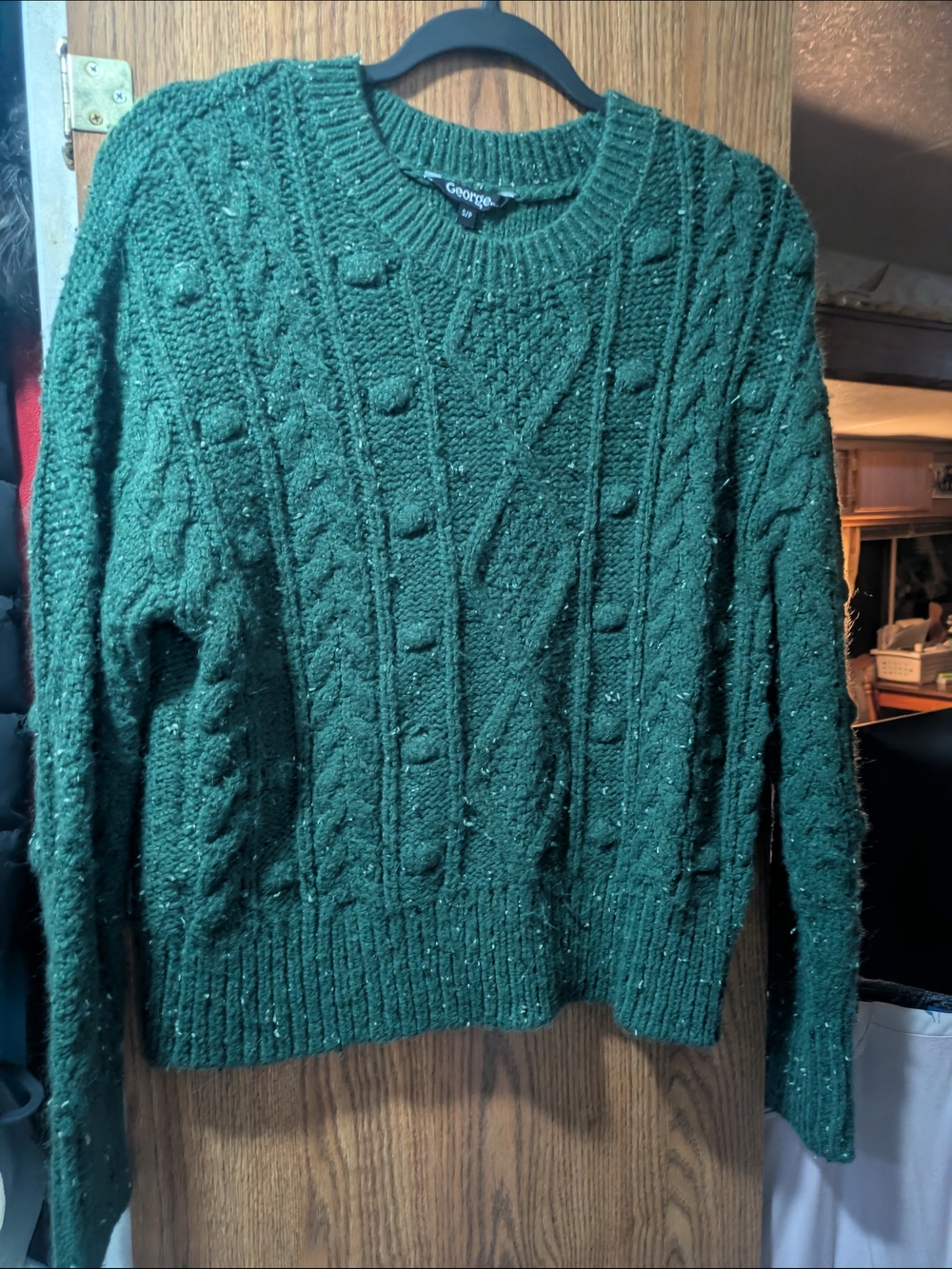 George Woman's Forest Green Cable Knit Sweater